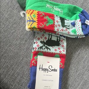 Happy Socks Festive Green and Blue Socks